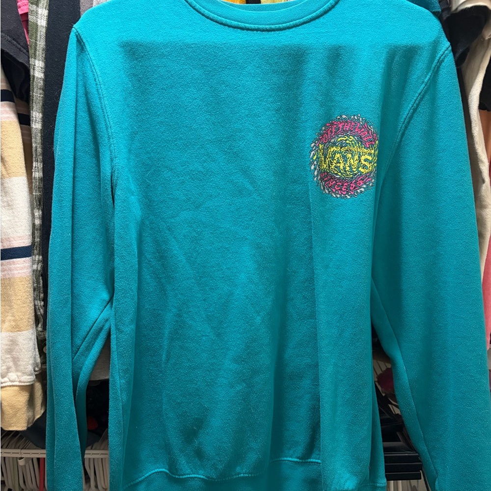 Vans Turquoise Crewneck with Multicolor Logo